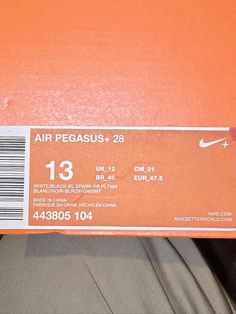 Nike Air Pegasus+ 28 Og Retro Vtg Vintage Men's Running Shoes In Box